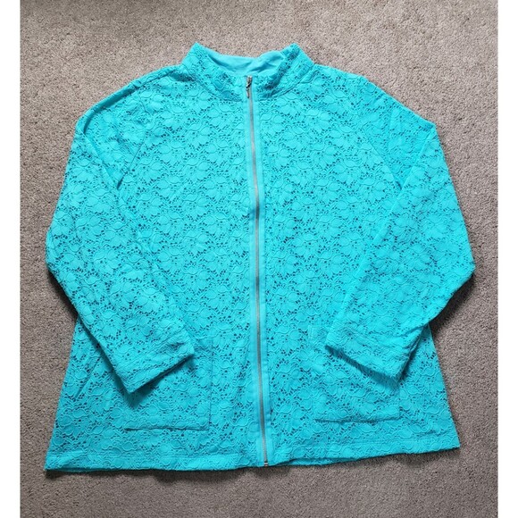 Denim & Co. Women's Lot Of 2 Lace Overlay Full Zip Jackets Purple/Blue Size 2X - Picture 5 of 15